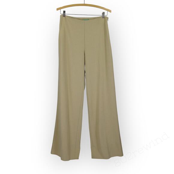 Sz 6 ~ 42 TALL Benetton Tan Pant Trouser SideZip 32"Inseam WideLeg Camel - Picture 11 of 14